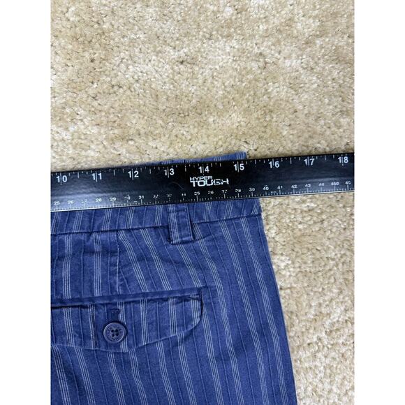 New York & Company Blue Stripe Capris Sz 10 Flap Pocket Straight Leg Cotton B139 - Picture 9 of 12